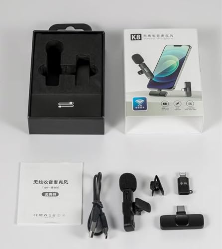 Image of New K8 Wireless Lavalier Microphone for Smartphone Clip-On Mic with Noise Reduction, 2.4GHz Mini Lapel Mic for YouTube, Vlogging, Interview, Live Streaming & Video Recording (K8 MIC)