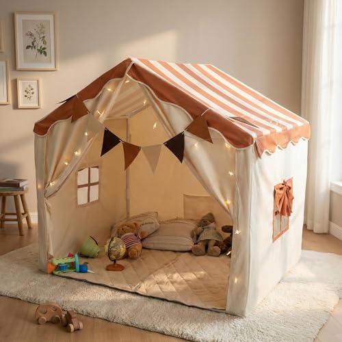 Kids Tent with Lights and Flags for Indoor Play