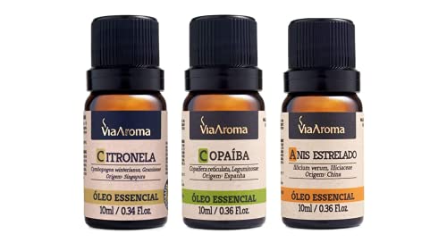 Kit Óleo essencial Para Foco, Concentração e Bem Estar - Citronela, Copaíba e Anis Estrelado - Via A