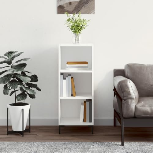 Ziaphsol Buffet Blanc en Bois d ingénierie 34,5 x 32,5 x 90 cm, Buffet bahut avec Rangement, Porte, étagere, Niche, Console pour Salon Salle a Manger Cuisine Entree Couloir Bureau