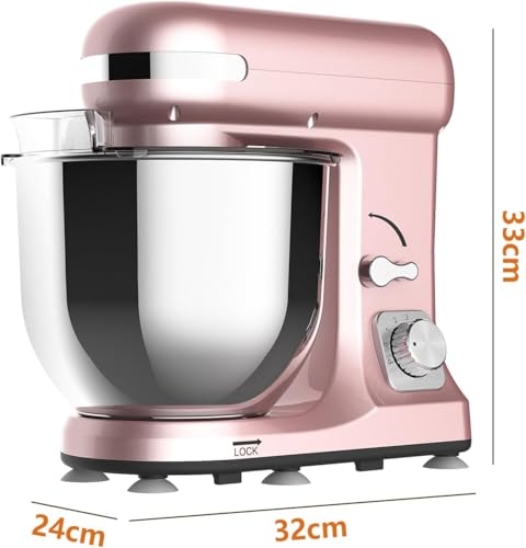 Stand Mixer, 6.5L Food Mixers for Baking, 1400W Electric Kitchen Mixers with Stainless Steel Bowl, Dough Hook, Wire Whip, Beater, Mixers for Baking 6 Speed with Pulse, Splash Cover - Image 7