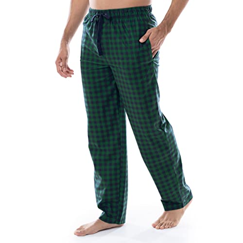 Izod Men's Flannel Fleece Sleep Pant, Green/Navy Check, Medium #TOP5
