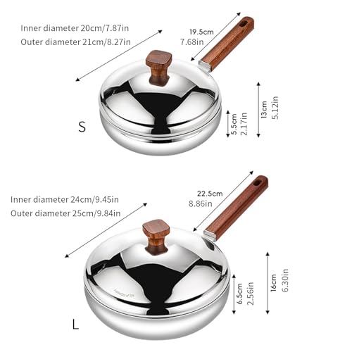 Wok de acero inoxidable 316L con mango de madera y tapa miniatura 5