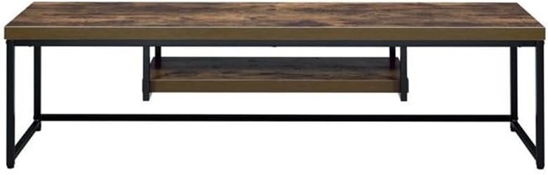 Acme Bob Wooden TV Stand with Underneath Shelf in Weathered Oak and Black