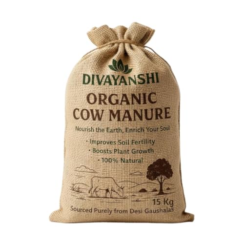 Image of DIVAYANSHI Organic Cow Manure - Enriched Desi Cow Dung Compost | Nourishes Plants Naturally for Healthy Growth & Blooming Gardens (15kg)
