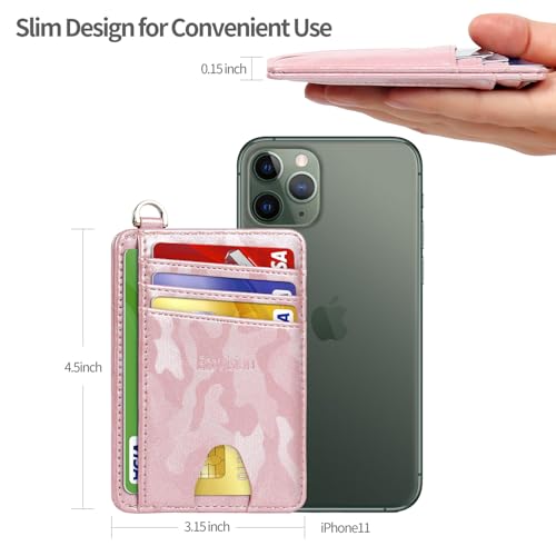 Image of Slim Minimalist Front Pocket Wallet, RFID Blocking Credit Card Holder Wallet with Detachable D-Shackle for Men Women