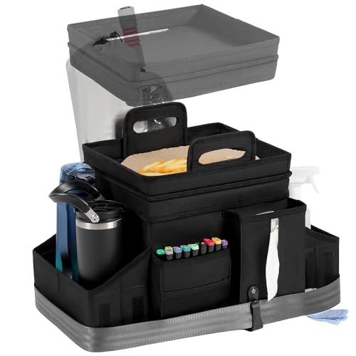 Luvhomee Auto Organizer en Opbergbox voor Achterbank & Voorstoel - Autostoel Opbergorganizer met Hoofsteunstrap, Geïntegreerde Koelbox Lekdicht, Deksel & Bekerhouders | Opbergoplossing Auto