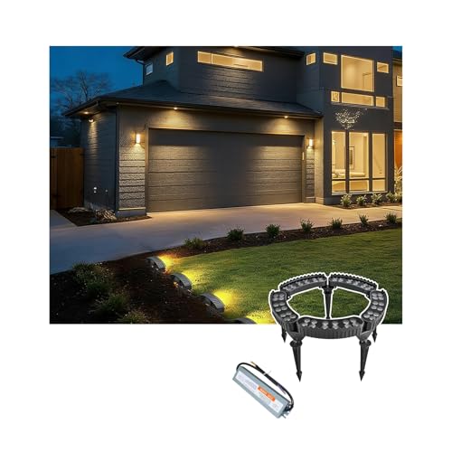 Anillo de luces IP67 con transformador para iluminar zonas oscuras del césped