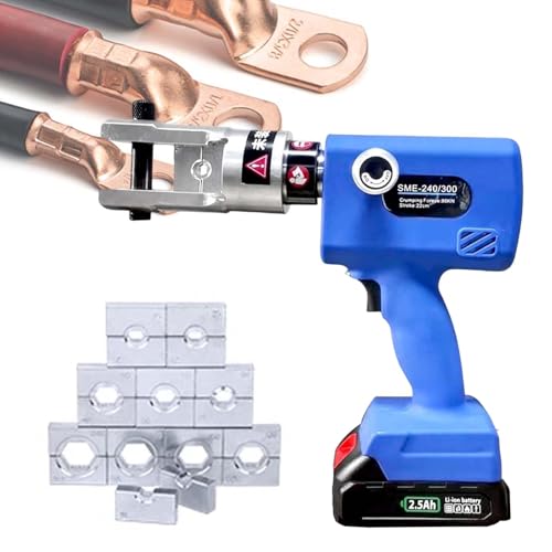 QFGain Herramienta Crimpadora HidráUlica EléCtrica Giratoria De 360°, Crimpadora HidráUlica Recargable para Terminales De CU/Al, Crimpado Continuo De Terminales De Cable, Carrera De 22 Mm,240