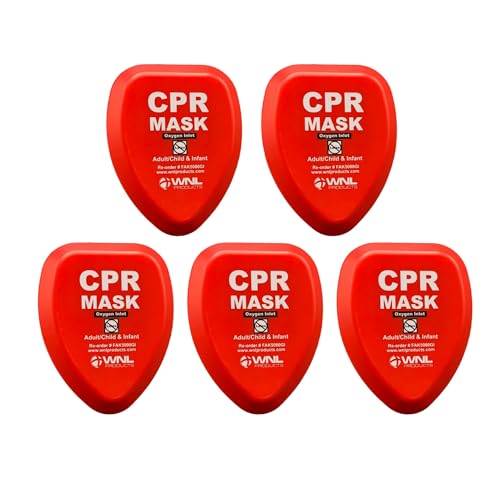 WNL Products CPR Rescue Mask, Adult/Child and Infant, Hard Case, 5 Pack