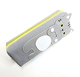 【ぴぴっと】 コンパクト ペンケース ねこ スリム 筆箱 小物入れ キャンバス生地 かわいい 長方形 (グレー)