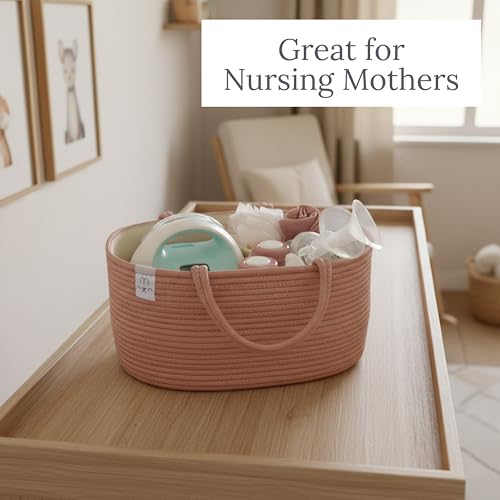 Natemia Diaper Caddy Organizer - Large, Lily Pad - Portable Rope Handles For Car Organizer - Three Compartments for Storage - Versatile Gift Bag For Baby Shower & Registry