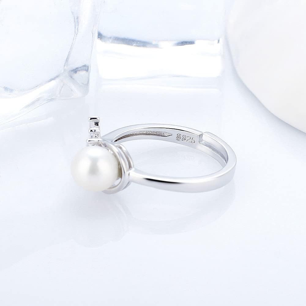 Sterling Silver CZ Wing Design Adjustable Rings for Women, Design Ring Mounts Fittings with Pearl Seat for DIY Jewelry Making