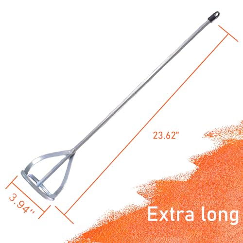 TILER Paint Mixer for Drill in 1 to 5 Gallon Bucket -Mud Stirrer Drill Attachment Paddle Dia.- 100mm -23.62 Inch Length- Zinc plated steel - Hex head for non slip -Easy to clean 8201-100S - Thumbnail 2