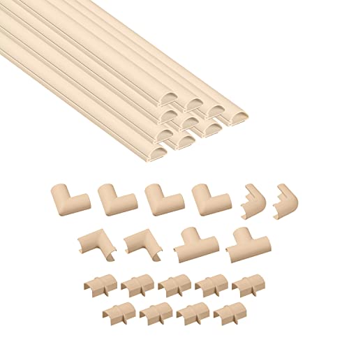 D-Line 20x10mm Kabelkanal zur Kabelführung, Kabelleiste - 20mm (B) x 10mm (H) - 10x 40cm Länge (4 Meter) - Magnolien