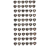 [サムコス] 26文字 2セット52個 A-Z柄 ハート型 両面パターン DIY アルファベット チャーム イニシャルパーツ アクセサリーパーツ 手作り 小さめ 綺麗 人気 プレゼント (黒)