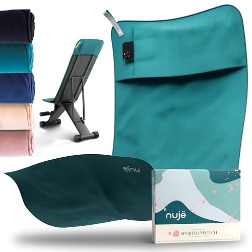 nujë Fitness Handtuch MIT Geschenkverpackung I mit Tasche Microfaser I Sporthandtuch Fitnessstudio I Extra groß & mit Umschlag für alle Geräte I Gym-Handtuch I Gym Towel