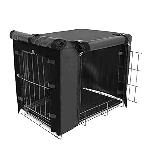 Dog Crate Cover Waterproof Durable Oxford Pet Kennel Cover Outdoor Indoor Door Wire Dog Cage Protective Cover Universal Fit for 48 Inch Dog Crates Black