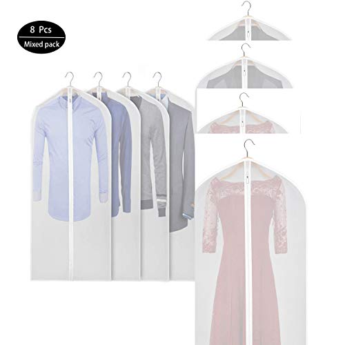 Parnerme 10pcs Housses de Vêtements Sac de Vêtement Protection Anti Poussière Etanche Mite Humidité Transparentes Manteaux Anti-poussière Imperméables avec Zip pour Chemise/Costume/Manteaux?mixsed