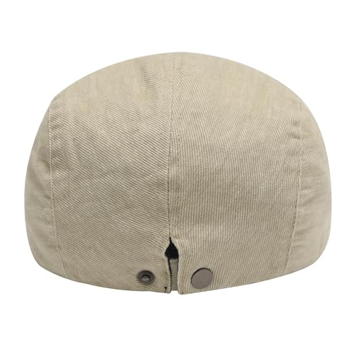 Image of ZLYC Men Cotton Flat Cap Summer Scally Ivy Gatsby Newsboy Beret Driver Cabbie Hunting Hat