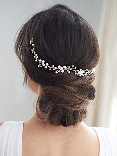 Artio Bride Wedding Hair Vine Accessories Flower Hair Piece Bridal Headpiece for Women HV044 (Silver)