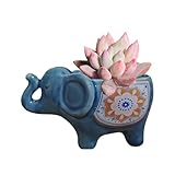 SJBAG Cute Animal Elephant Shaped Ceramic Succulent Cactus Air Plant Flower Pots Planters-Plant Not Included (Deep Blue)