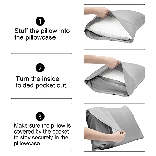 FLXXIE Microfiber Pillow Cases Standard Size, Soft Pillowcases with Envelope Closure, Wrinkle, Stain Resistant Pillow Covers, 20x26, Light Taupe
