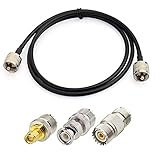 SUPERBAT CB Coax Cable PL259 Jumper UHF RG58 Coaxial Cable 3ft +3pcs SMA/BNC/SO239 Adapter Kit for CB HAM Radio, Antenna Analyzer, Dummy Load, SWR Meter