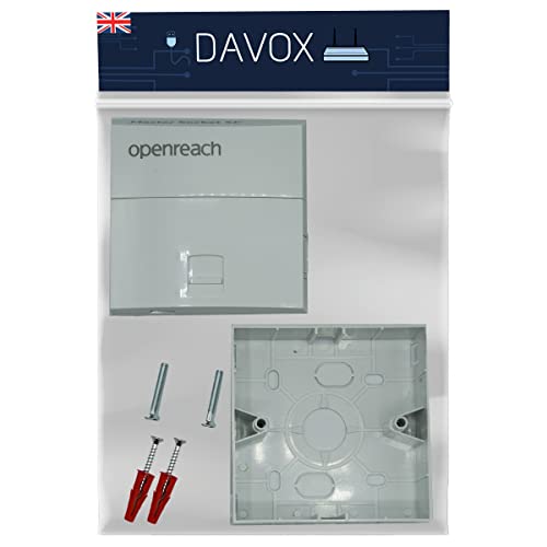 DAVOX Genuine BT Openreach NTE5c MK2 Main Master Telephone Socket + Single Gang Back Box for Surface Wall Plate Mounting with Tool less IDC Cable Connections (NTE5 c Faceplate + Backbox)