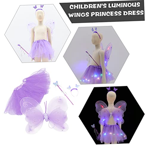 SOIMISS 1 Conjunto Asas Iluminam Princesa Criança Saia De Menina Tiaras De Menina Saia Para Meninas