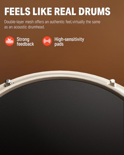 image for Donner DED-80 Electric Drum Kit with 4 Quiet Mesh Pads, 180+ Sounds, 3