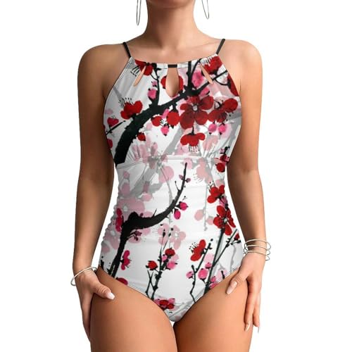 Monokini beachwear fleur de prunier maillots de bain une pièce femme gainant