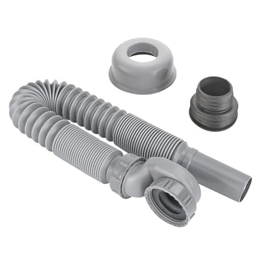 Qrity 1 Stück Badewannen Ablaufrohr, Ausziehbar 400mm-960mm Ablaufschlauch, Wannenablauf Ablaufventil, Freistehend, Flaches Profil, für Bad, Waschbecken