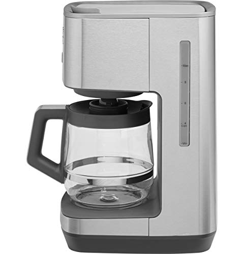 Image of GE Drip Coffee Maker With Timer | 12-Cup Glass Carafe Coffee Pot With Warming Plate | Adjustable Brew Strength | Wide Shower Head for Maximum Flavor | Kitchen Essentials | Stainless Steel