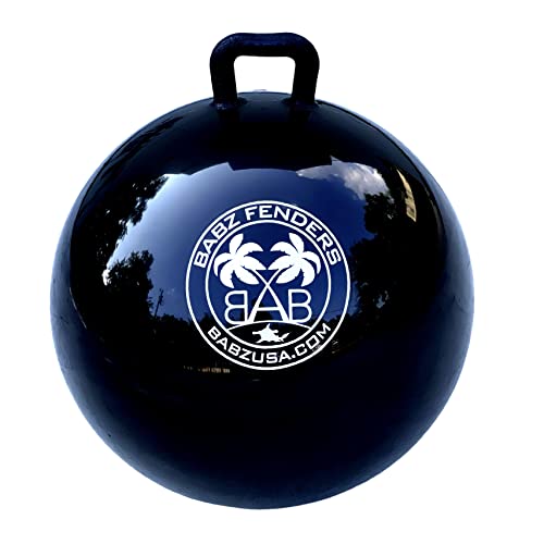 BABZ The Original Inflatable Boat Fender Bumper Buoy for Docking and Tie Up Raft - Marine Wakesurf Pontoon Dock Fishing Yacht - 24 Inch (V4 Black)