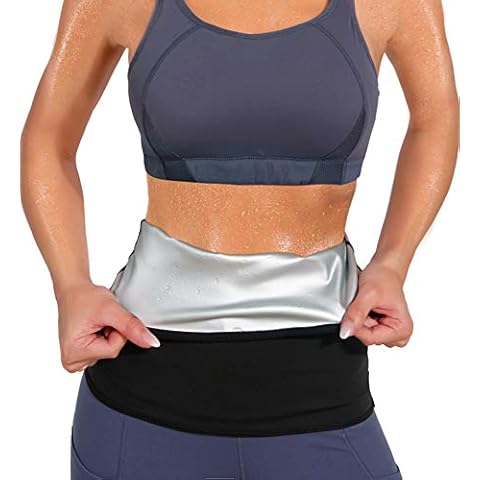LODAY Waist Trimmer for Women Weight Loss,Tummy Trainer Sweat Workout Shaper,Neoprene-Free Slimming Sauna Wrap - black - Medium Cover