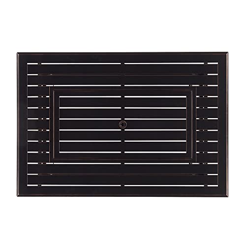 Image of Rectangular 46 in. x 31 in. Aluminum Propane Fire Pit Table, Glass Beads, Two Covers, Lid, 57,000 BTUs in Copper Finish