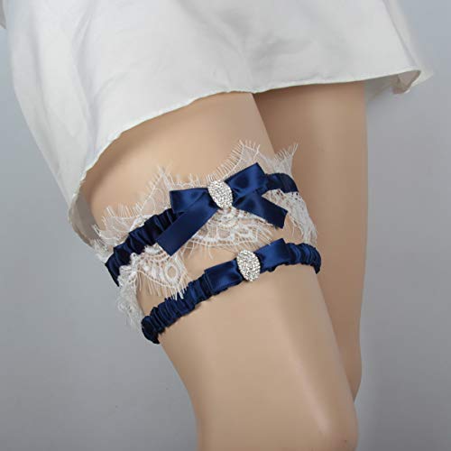 Image of White Lace Wedding Garters Bridal Garter Set for Women Bride Garters With something Blue
