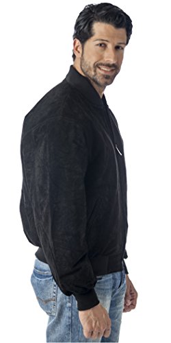 REED EST. 1950 Men’s Luxury Suede Leather Baseball Jacket – Premium Soft Suede with Smooth Interior Lining (3XT, BLACK) - Thumbnail 6
