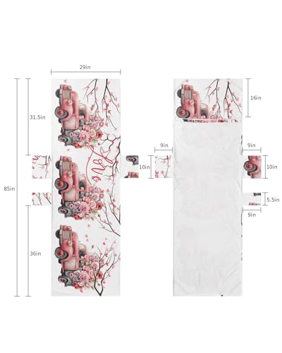 Pink Truck Valentine's Day Beach Lounge Chair Towel Cover, Soft Chaise Lounge Towel with Side Pockets Patio Pool Chairs Cover for Beach/Pool Sunbathing 29x85 Love Heart Tree Spring Floral