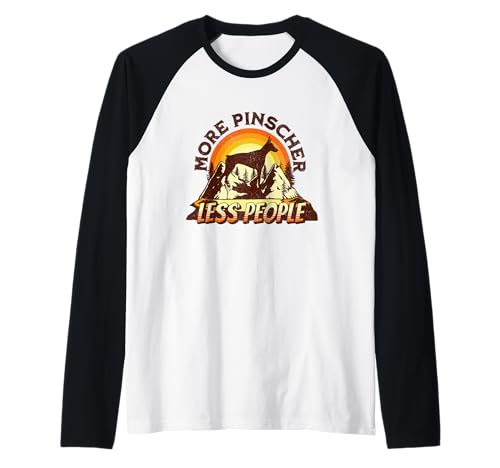 Más Doberman Pinscher Menos gente Divertido Senderismo Camping Camiseta Manga Raglan