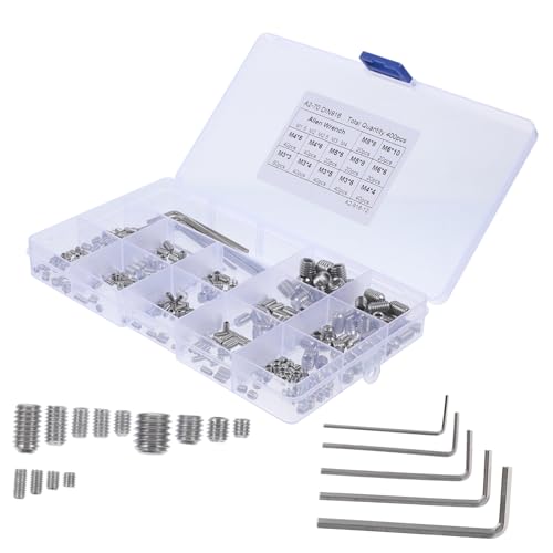 UTHCLO ステンレス内六角止めネジ 多種小型ネジ ドアハンドルや蛇口修理用 強力耐トルクで剥がれにくい収納ボックス付き