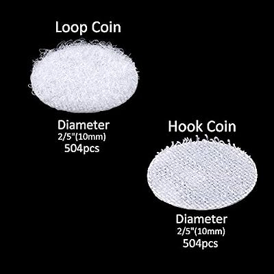 JANYUN 1008pcs Self Adhesive Dots,2/5 10mm Diameter Sticky Dots Back Dots Hook and Loop Tapes White Classroom Office Home
