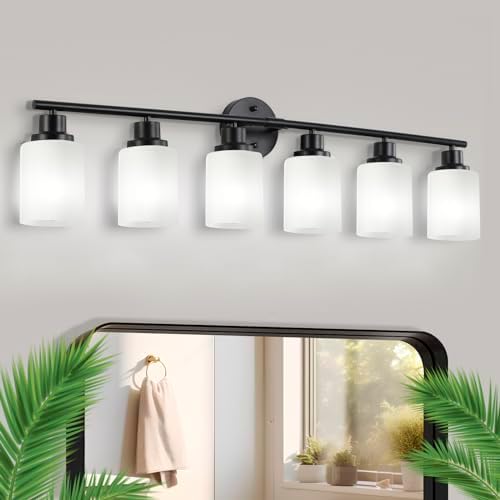 YAO BANG 6 Light Black Bathroom Light Fixtures, Bathroom Vanity Light ...
