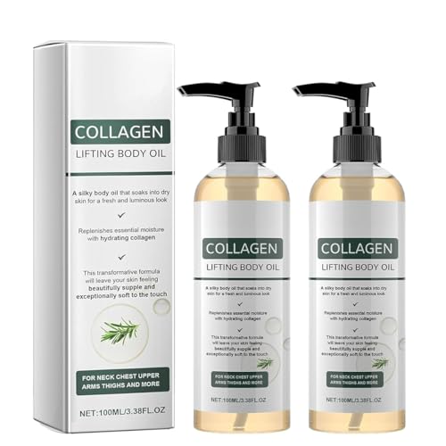 Collagen Oil, Collagen Magic Body Oil Firming with Hydrating Formula for Neck, Chest, Arms, Thighs, Silky Texture for Fresh and Luminous Skin (2 Pcs)