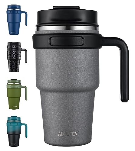 ALOUFEA 20 oz Insulated Travel Coffee Mug Tumbler with Handle and Straw