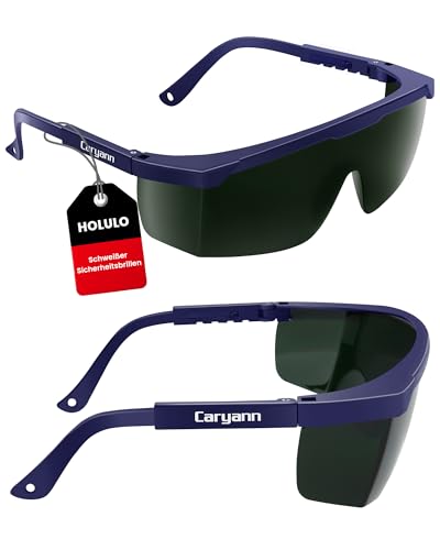 HOLULO Schweißbrille Polycarbonat Scheiben 4 stufig Verstellbaren Bügeln Blendschutz Spritzschutz Schutzbrille IR5.0 Schweißerbrille Für Gas/Sauerstoffschweißen Schleifen und Polieren