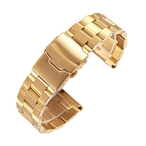 Bracelet montre 22mm acier inoxydable noir TQHGM double boucle métal