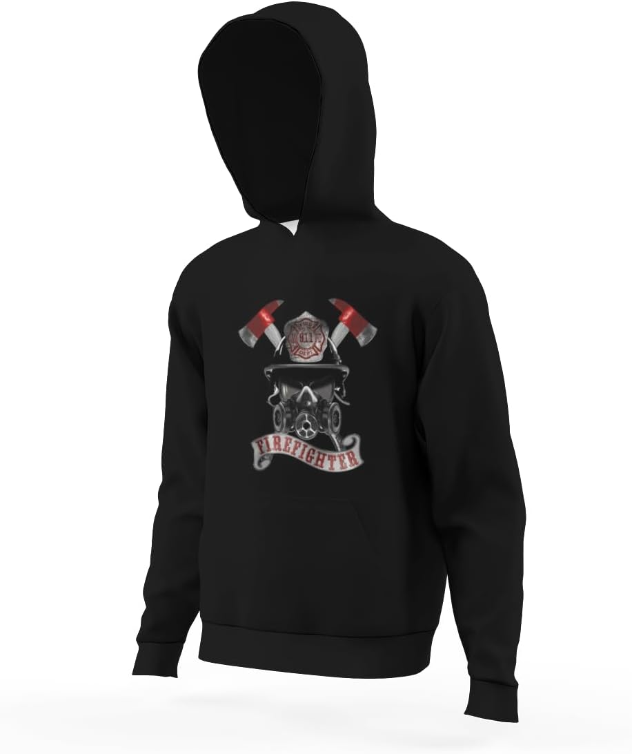 HEAPPER Kids Firefighter First In Last Out Boys Girls Lightweight Kangaroo Pocket Fleece Hoodies