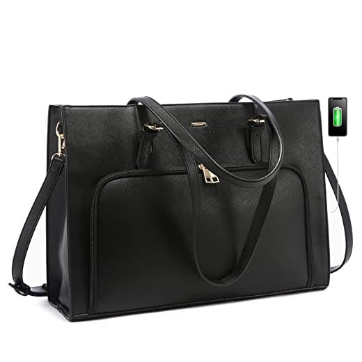 LOVEVOOK Laptop Bag for Women 15.6 inch Waterproof Work Tote Bag Briefcase with USB Charging Port PU Leather Computer Handbag Shoulder Bag Large Professional Teacher Bag for Travel Business School